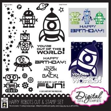 Robots Digital Stamps & Cutting Files