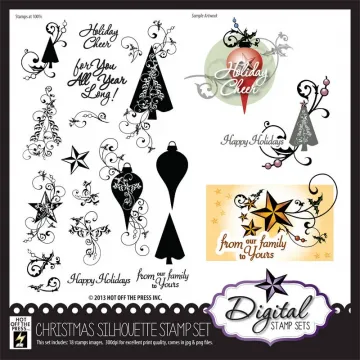 Christmas Silhouette Digital Stamps Set