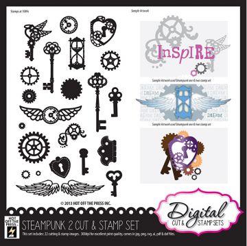 Steampunk Two Digital Stamps & Cutting Files