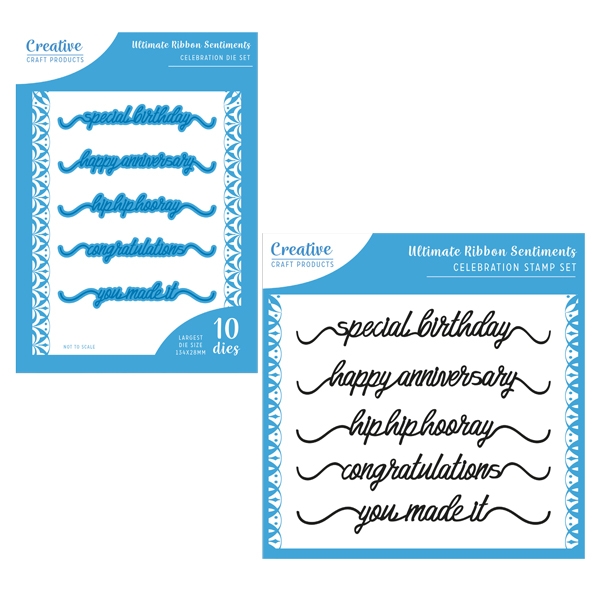 Celebration Die Stamp Combo Ultimate Ribbon Sentiments by Creative Craft Products