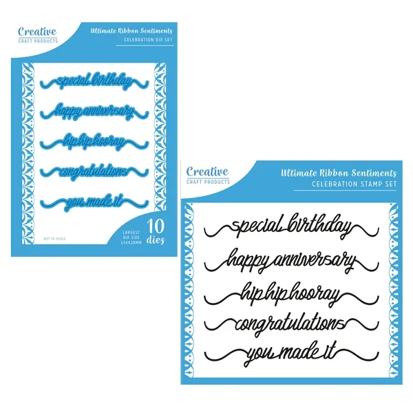 Celebration Die Stamp Combo Ultimate Ribbon Sentiments by Creative Craft Products