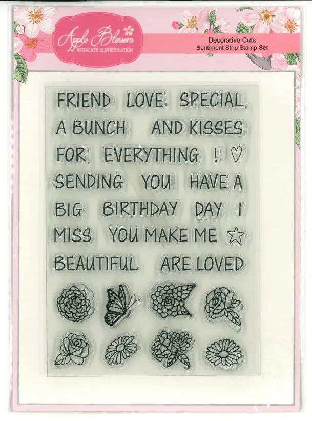 Sentiment Strips A6 Stamp Set, Decorative Cuts by Apple Blossom