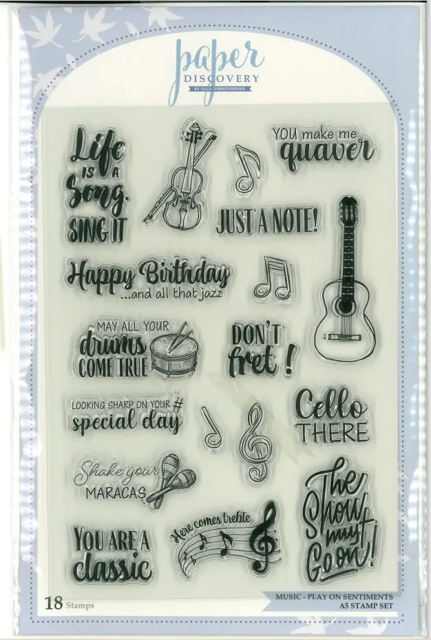 Sentiments A5 Stamp Set, Music Play On by Paper Discovery
