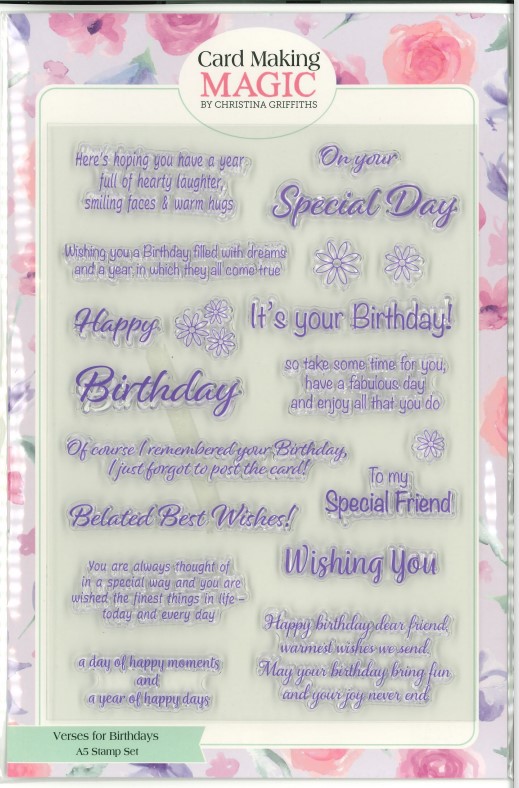 Verses for Birthdays  A5 Stamp Set, Hexagon Explosion by Card Making Magic