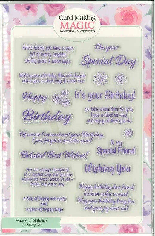 Verses for Birthdays  A5 Stamp Set, Hexagon Explosion by Card Making Magic