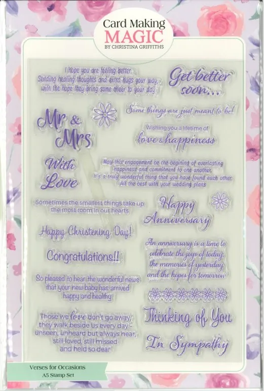 Verses for Occasions A5 Stamp Set, Hexagon Explosion by Card Making Magic