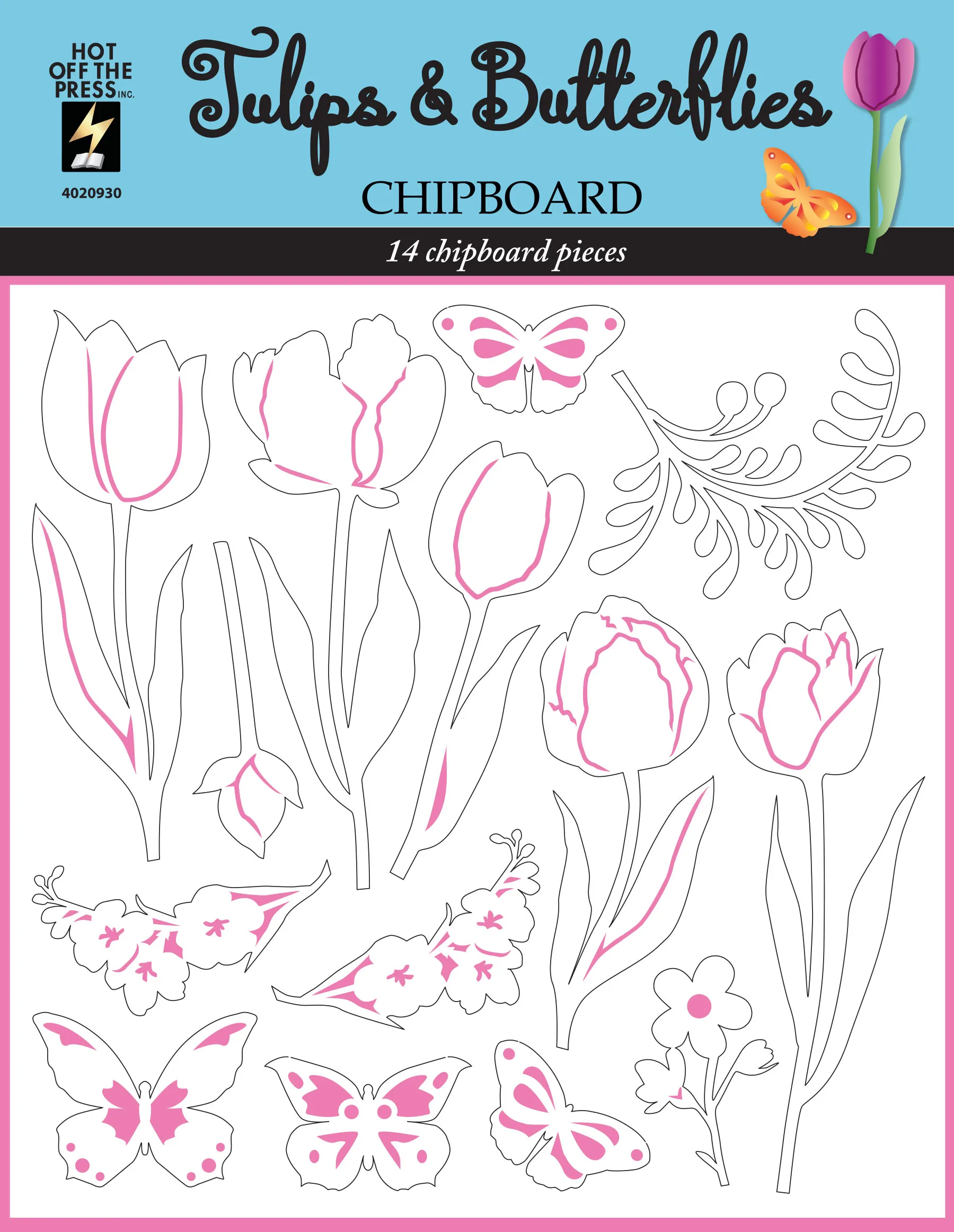 Tulips & Butterflies  Chipboard