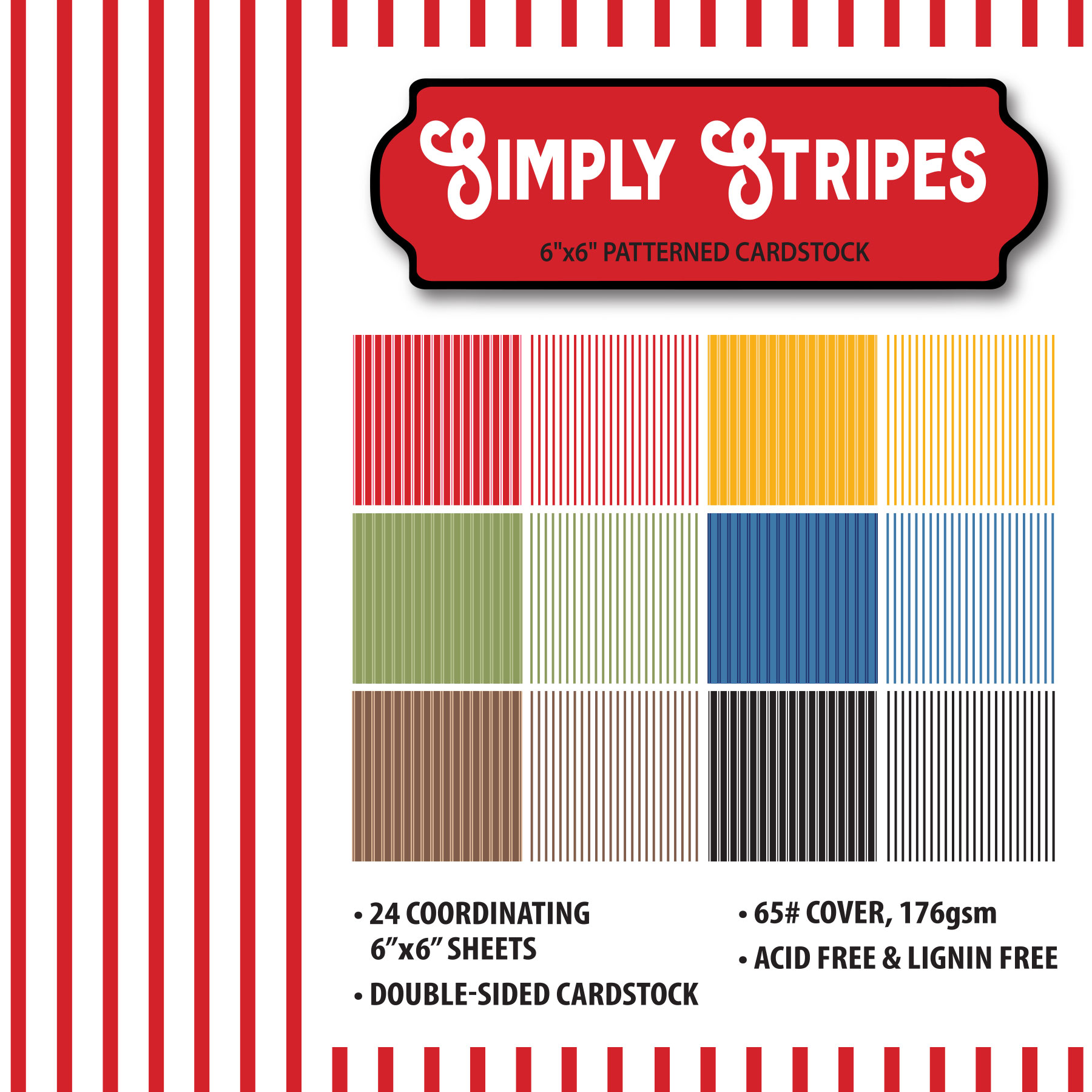Simply Stripes 6x6 Patterned Cardstock