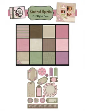 Download - Kindred Spirits 12x12 Digital Papers, 12 sheets