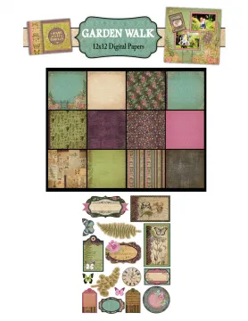 Download - Garden Walk 12x12 Digital Papers, 12 sheets