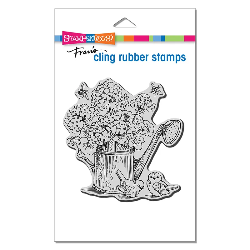 Geranium Pitcher Cling Rubber Stamp