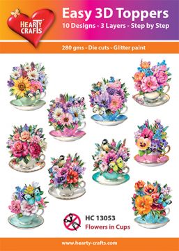 Flowers in Cups 3D Toppers Die-cuts