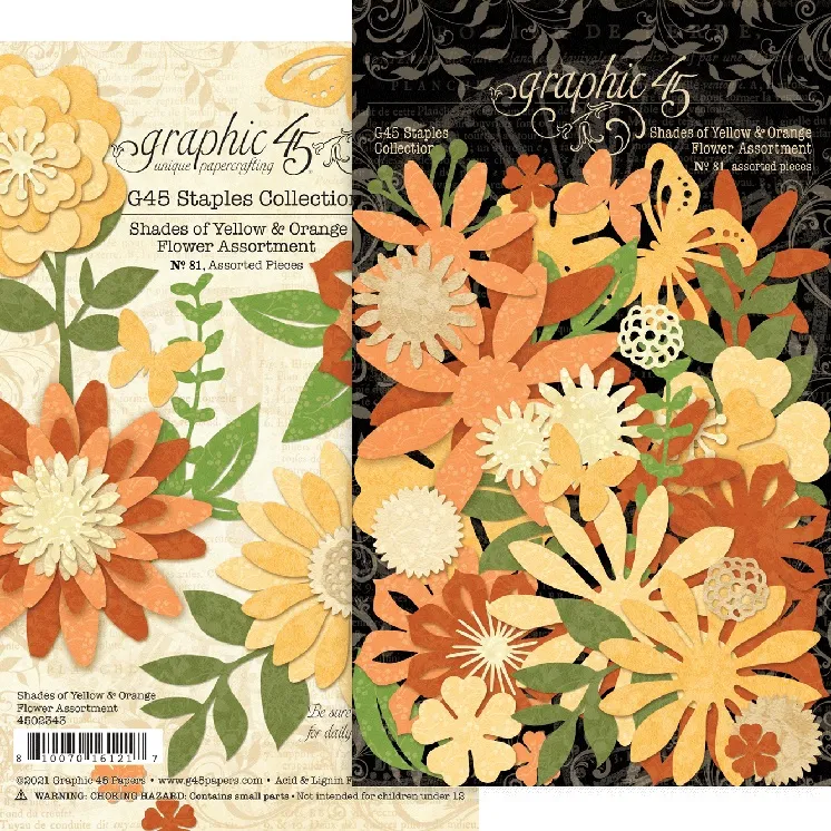 Shades of Yellow/Orange Flowers, 81 pieces