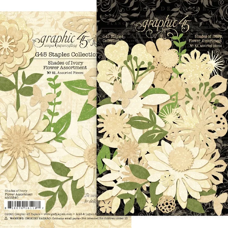 Shades of Ivory Flowers, 81 pieces