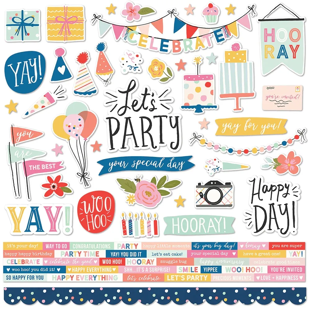 Celebrate Cardstock Stickers, 78 pieces