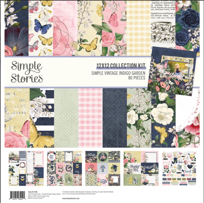 Vintage Indigo Garden 12x12 Papers + Stickers
