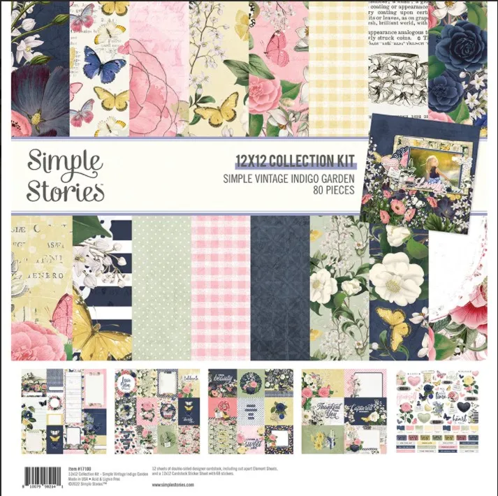 Vintage Indigo Garden 12x12 Papers + Stickers