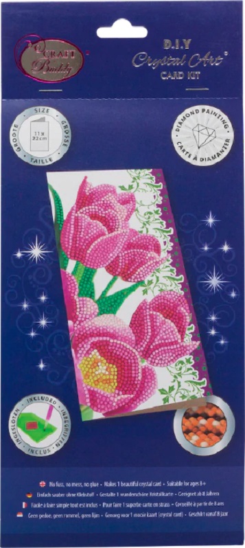 Pink Tulips Crystal Art Card Kit