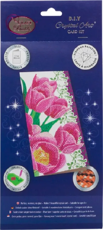 Pink Tulips Crystal Art Card Kit