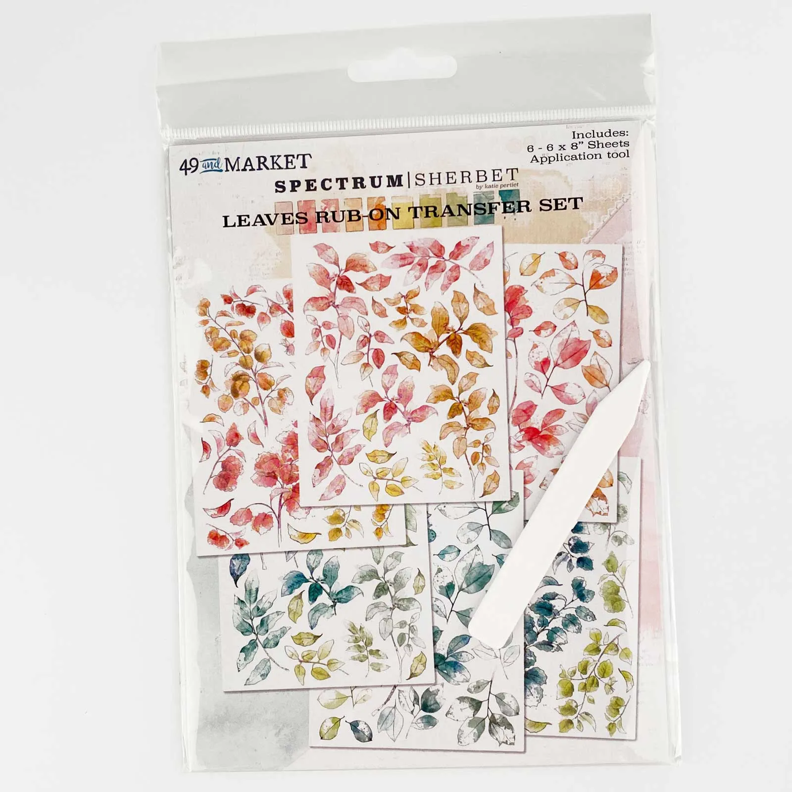 Leaves 6x8 Rub-on Transfer Set, Spectrum Sherbet