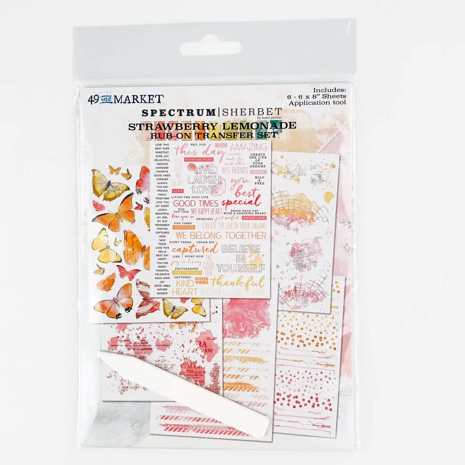 Strawberry Lemonade 6x8 Rub-on Transfer Set, Spectrum Sherbet