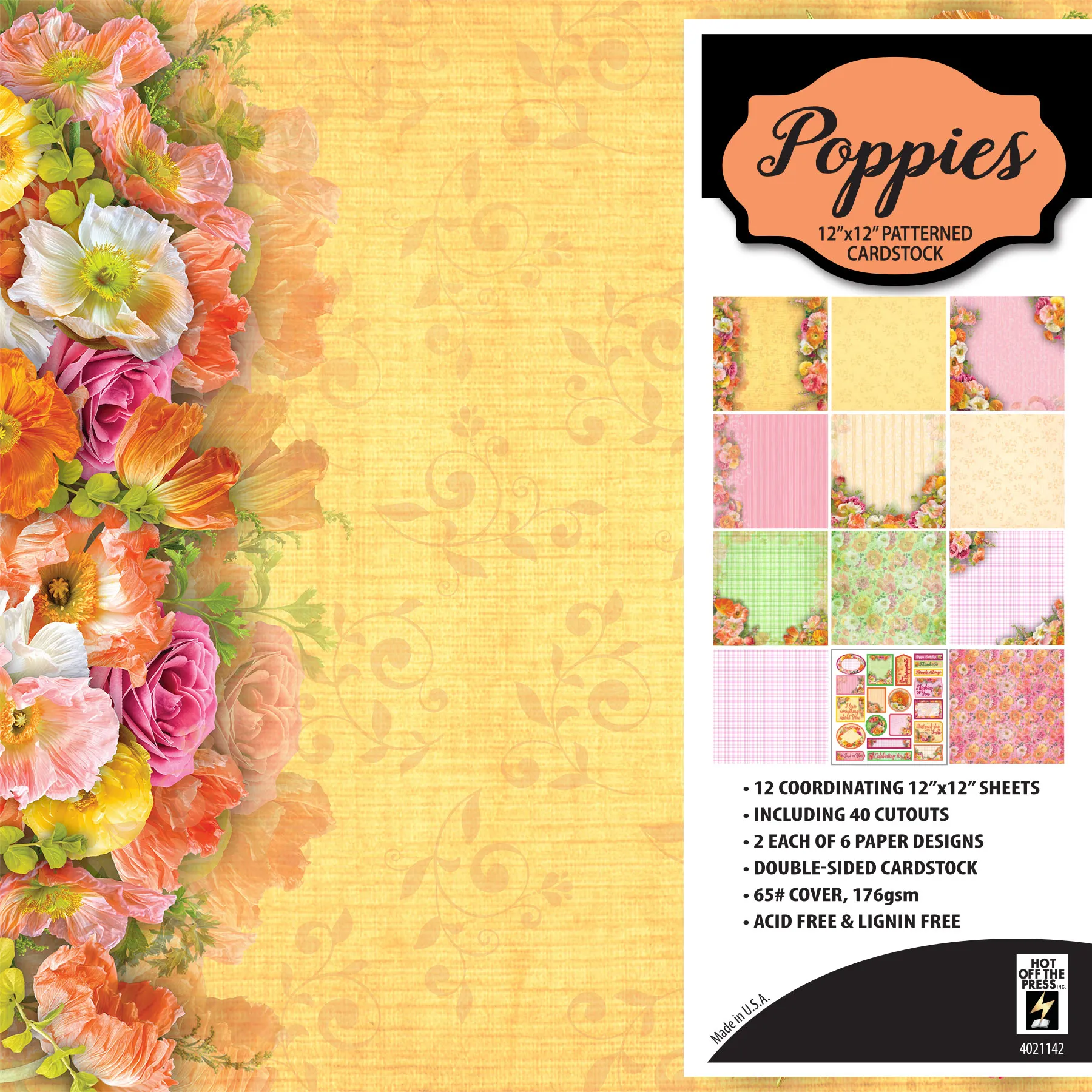Poppies 12x12 Patterned Cardstock