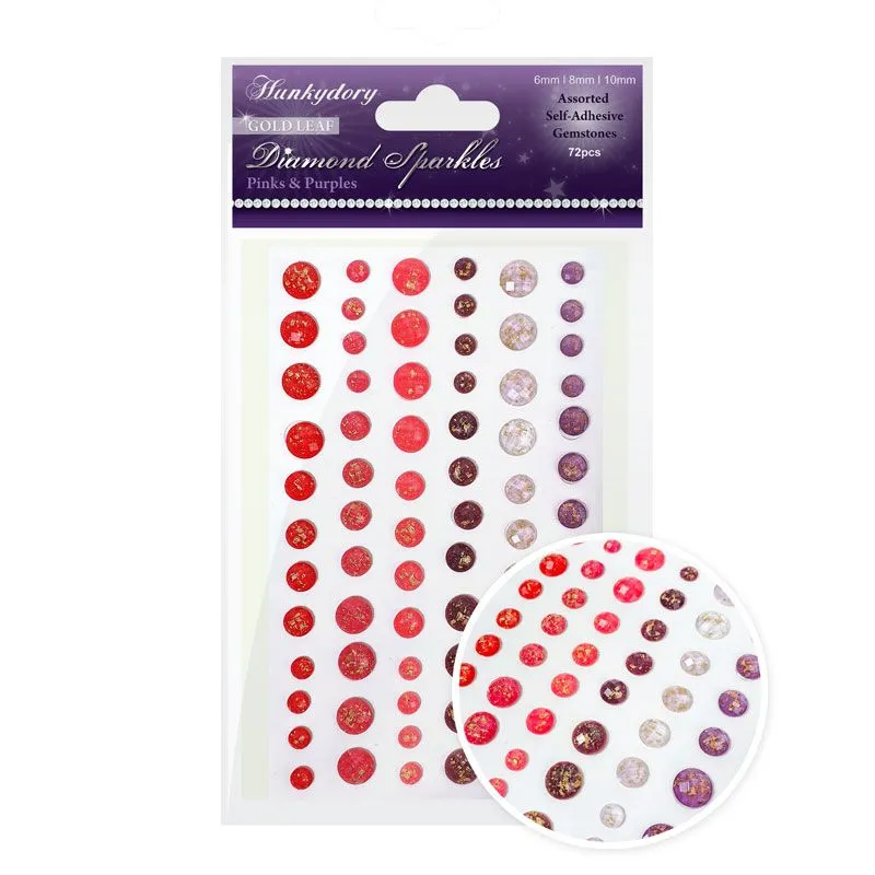 Pinks & Purples Gold Leaf Diamond Sparkles Gemstones