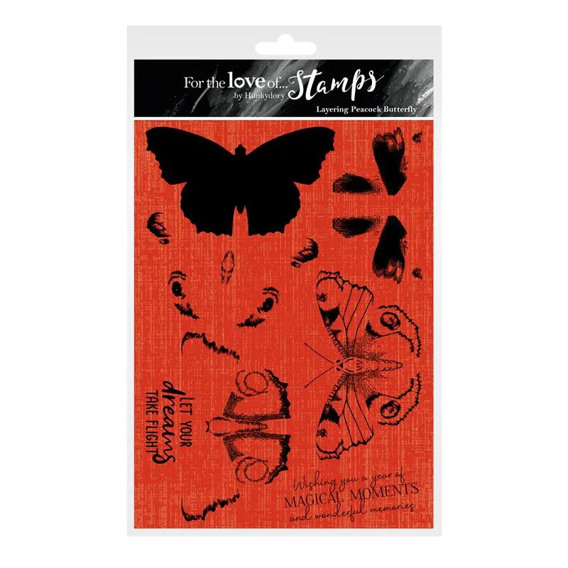 For the Love of Stamps - Layering Peacock Butterfly A5 Stamp Set