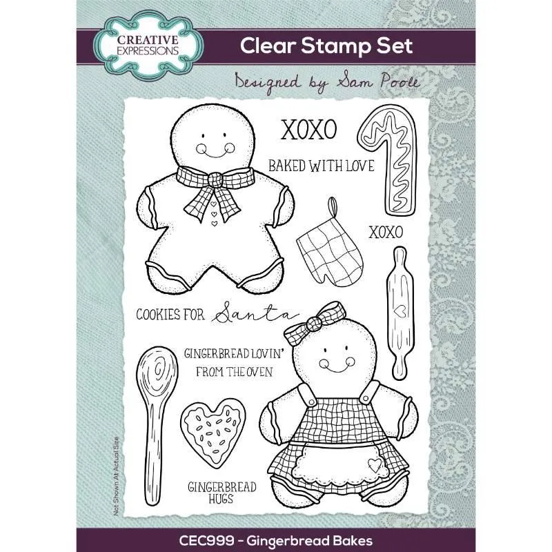Gingerbread Bakes 6x8 Clear Stamp Set
