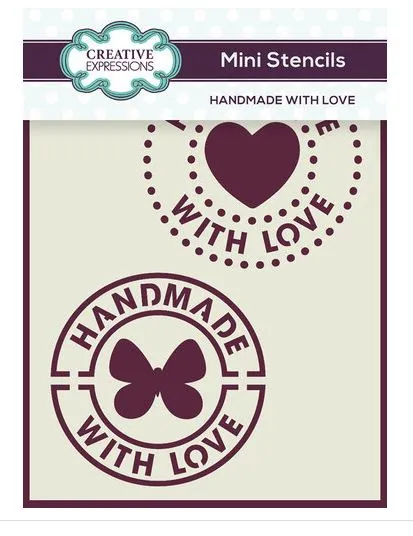Handmade With Love Mini Stencil 4x3