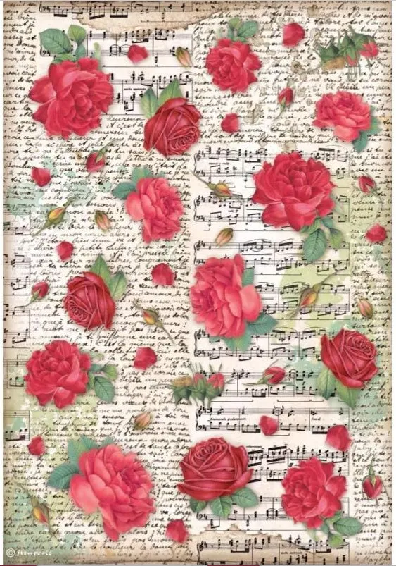 Desire Red Roses A4 Rice paper