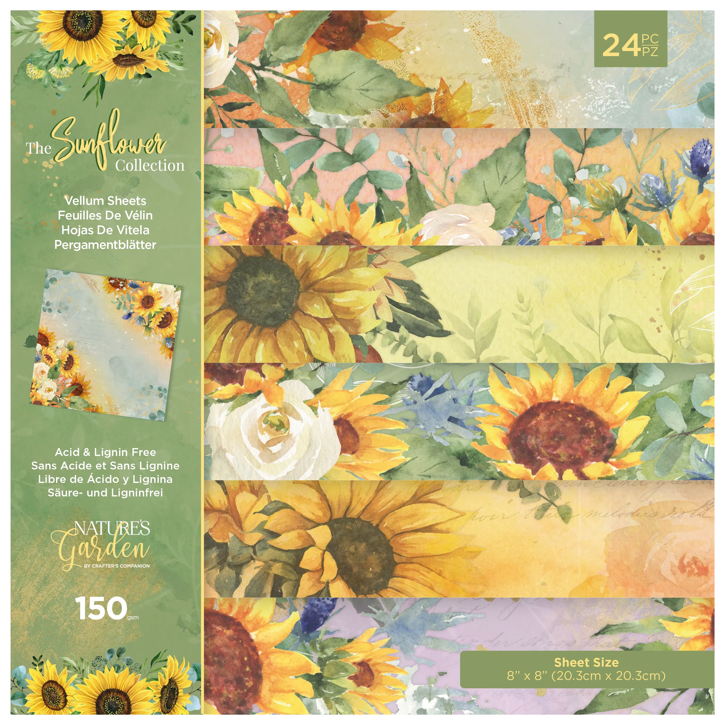 Vellum 8x8 Sunflower Pad, 24 sheets