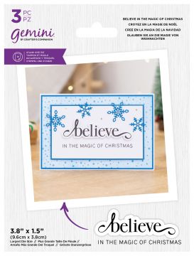 Believe in the Magic of Christmas stamp and die, fancy sentiments