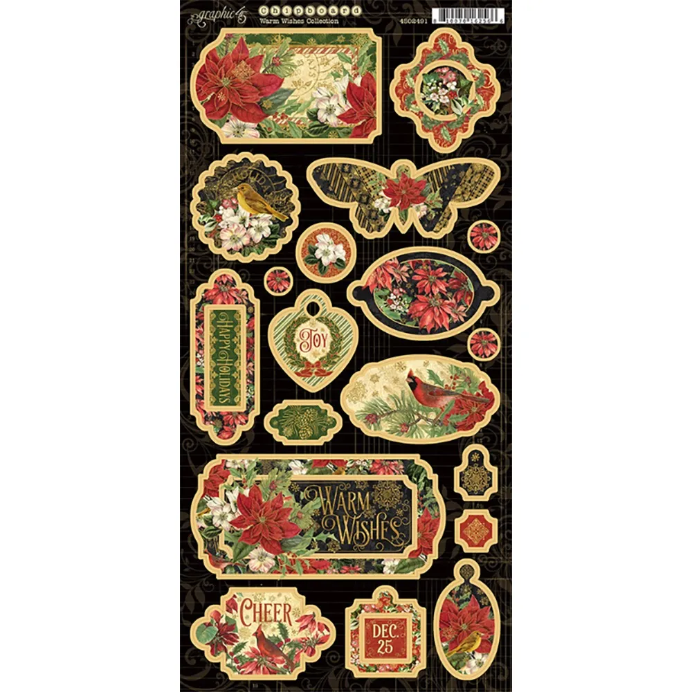 Warm Wishes Chipboard, 18 pieces