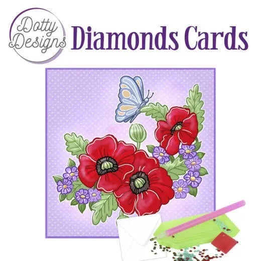 Red Flowers Diamond Card