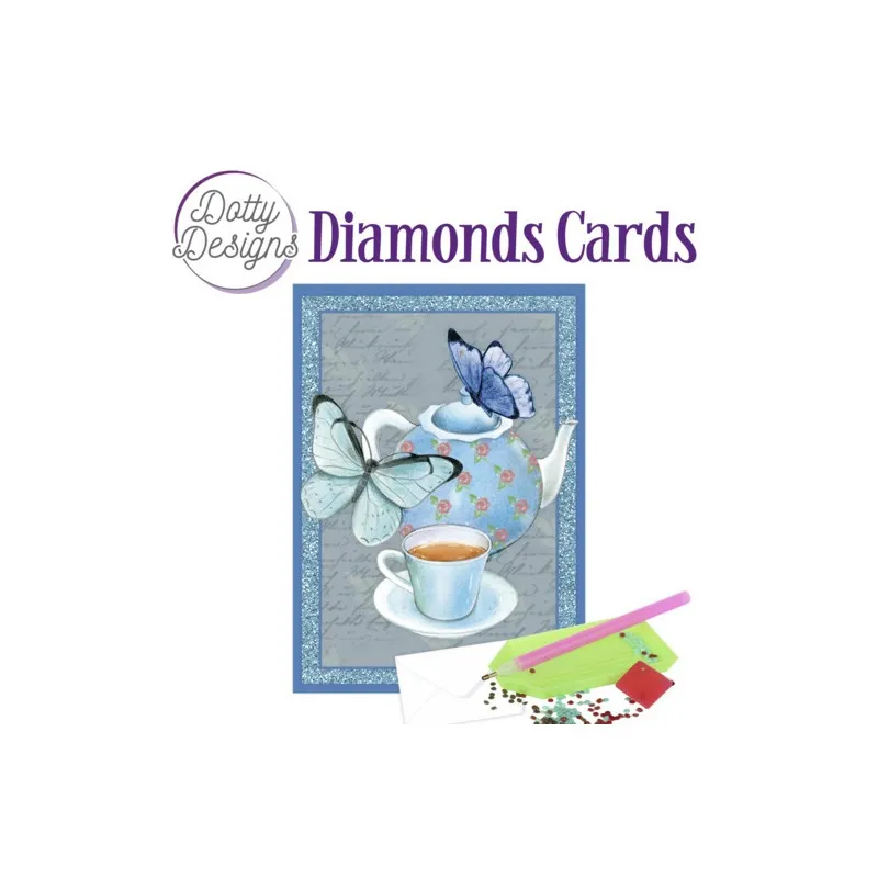 Teapot with Butterflies Diamond Card