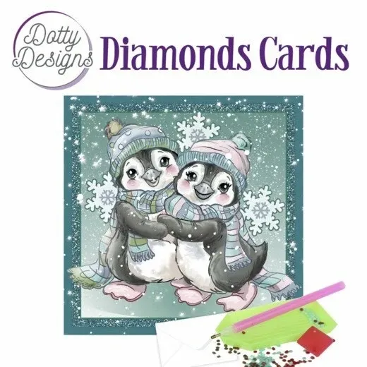 Penguins in the Snow Diamond Card