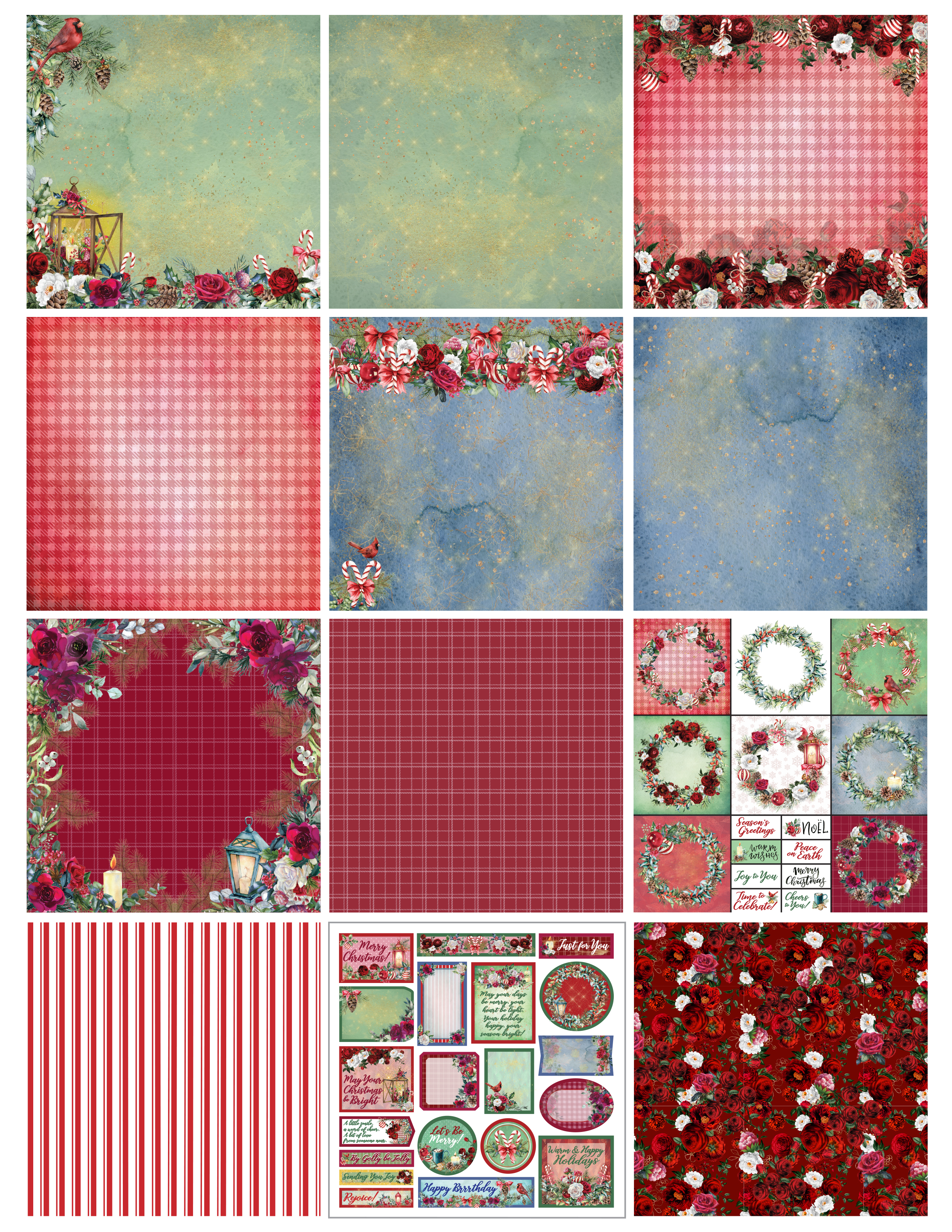 Paper Wishes  Christmas Aglow 12x12 Patterned Cardstock