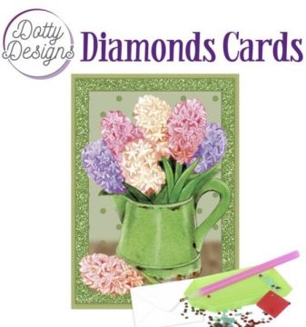 Hyacinths in Watering Can Diamond Card