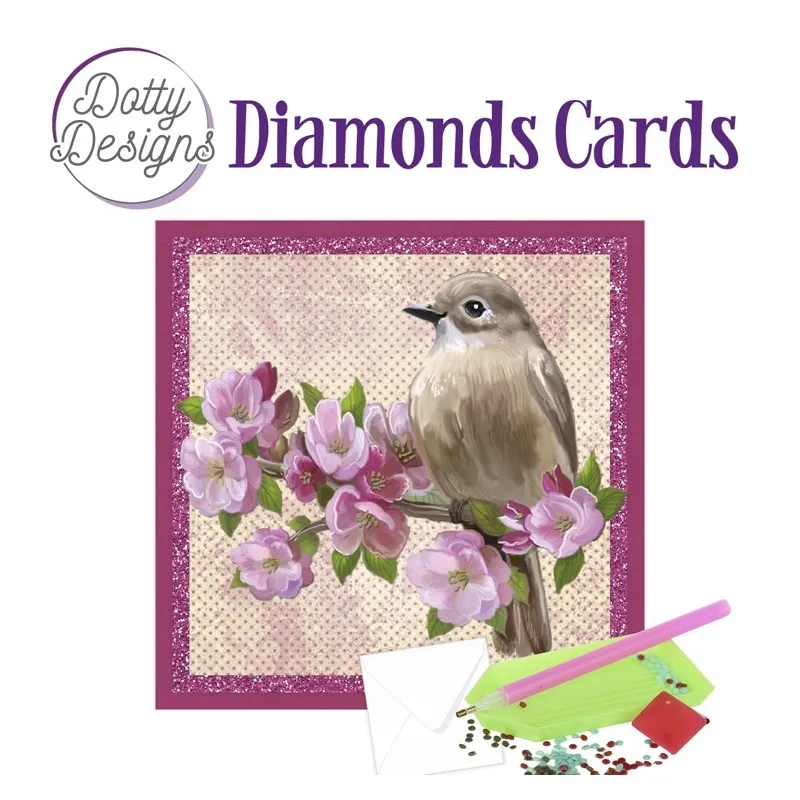 Bird on Flowering Branch Diamond Card