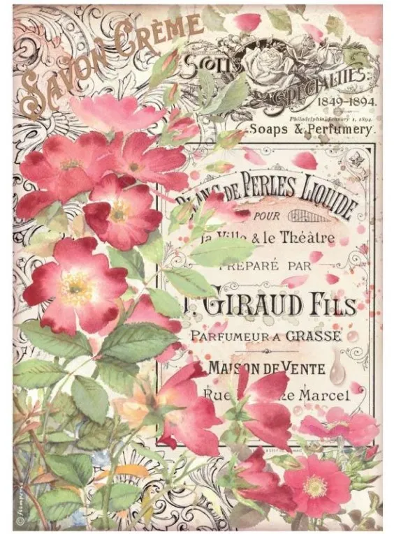 Rose Parfum Savon Creme Rice Paper