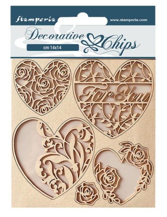 Rose Parfum Hearts Chipboard