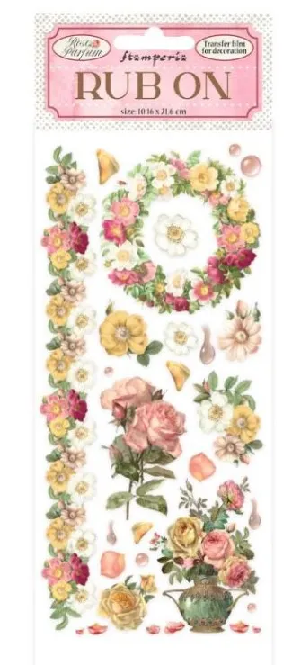 Rose Parfum Flowers & Garland Rub-Ons