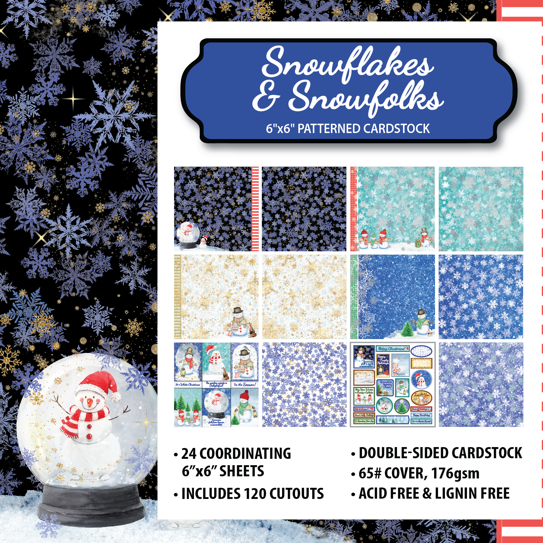 Snowflakes & Snowfolks 6x6 Patterned Cardstock