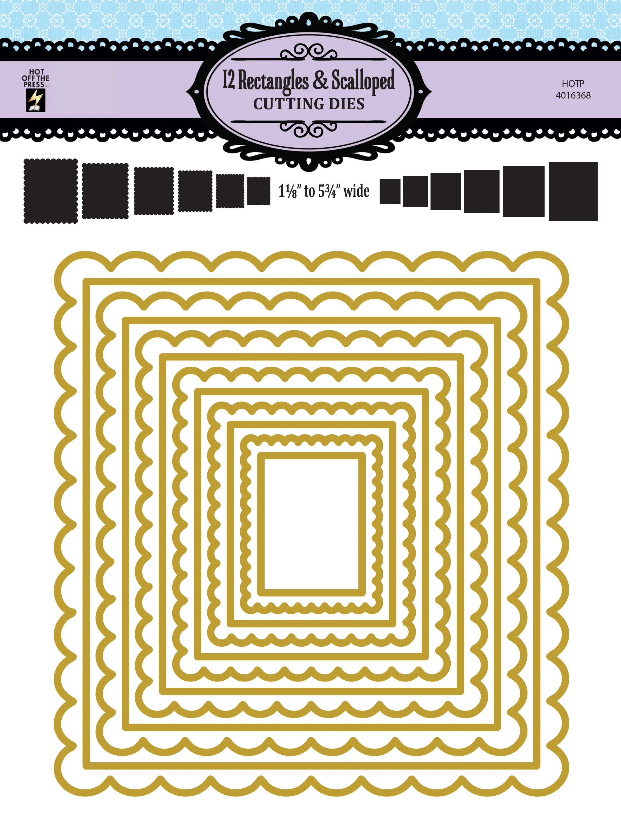 12 Rectangles & Scalloped Cutting Dies