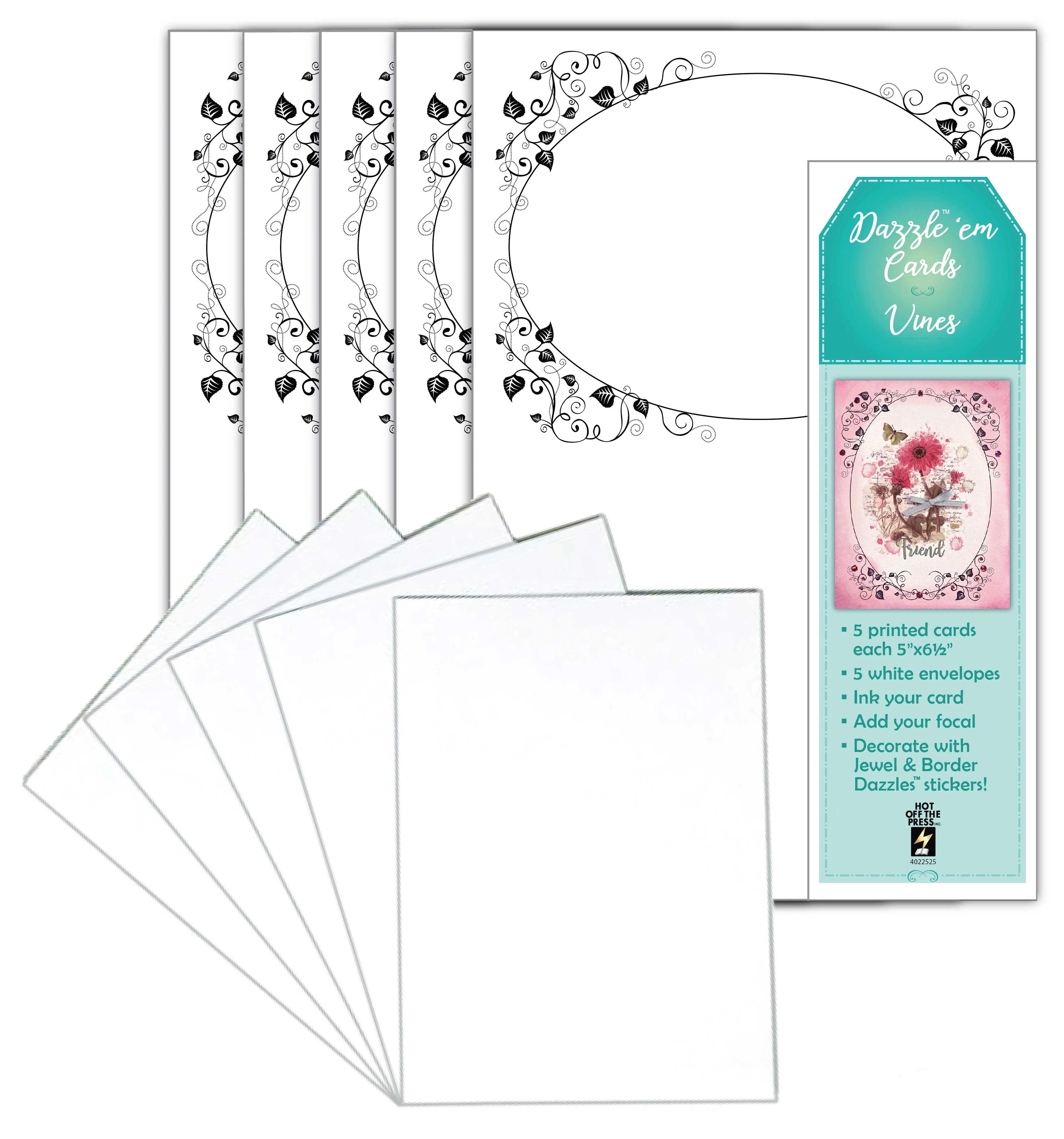 Dazzle 'em Cards--Vines, 5 cards & envelopes
