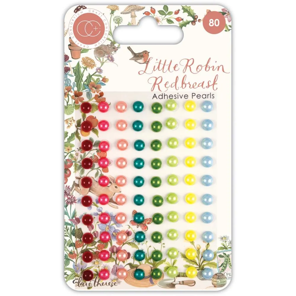 Little Robin Redbreast Adhesive Pearls, 80 pieces