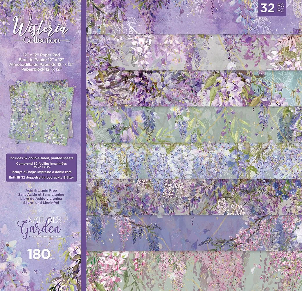 Nature's Garden Wisteria 12x12 Paper Pad, 32 sheets