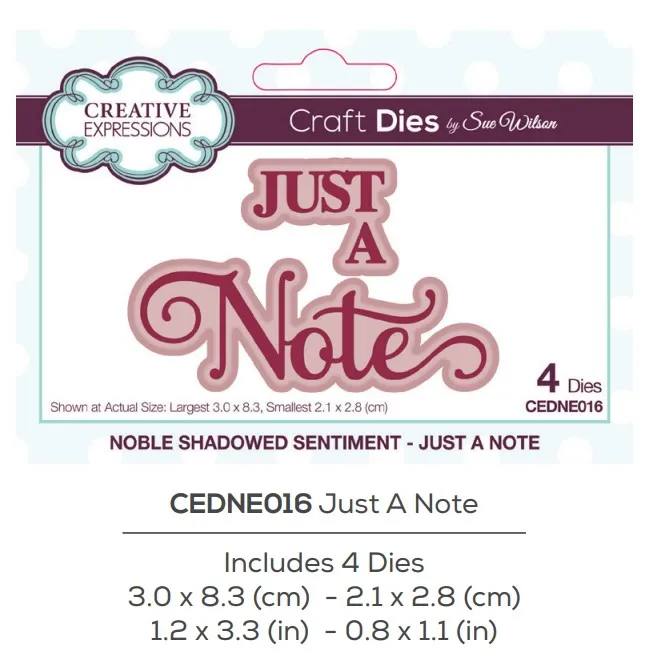 Just A Note Craft Die Shadowed Sentiment