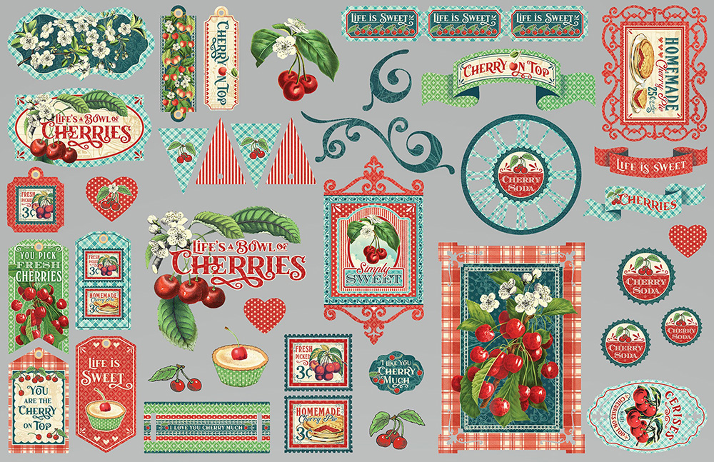 Graphic 45 - Life's a Bowl of Cherries Collection - Die Cut Ephemera